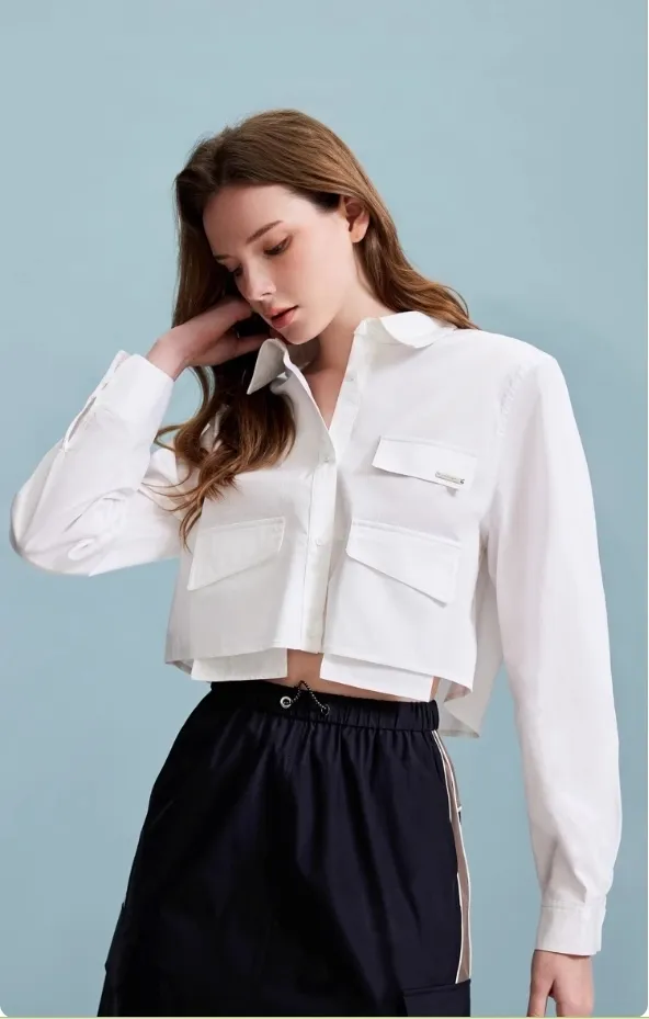 VERO MODA  |Long Sleeves Plain Cotton Shirts & Blouses