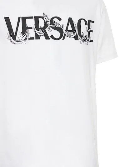 VERSACE  |Crew Neck Pullovers Street Style U-Neck Cotton Short Sleeves