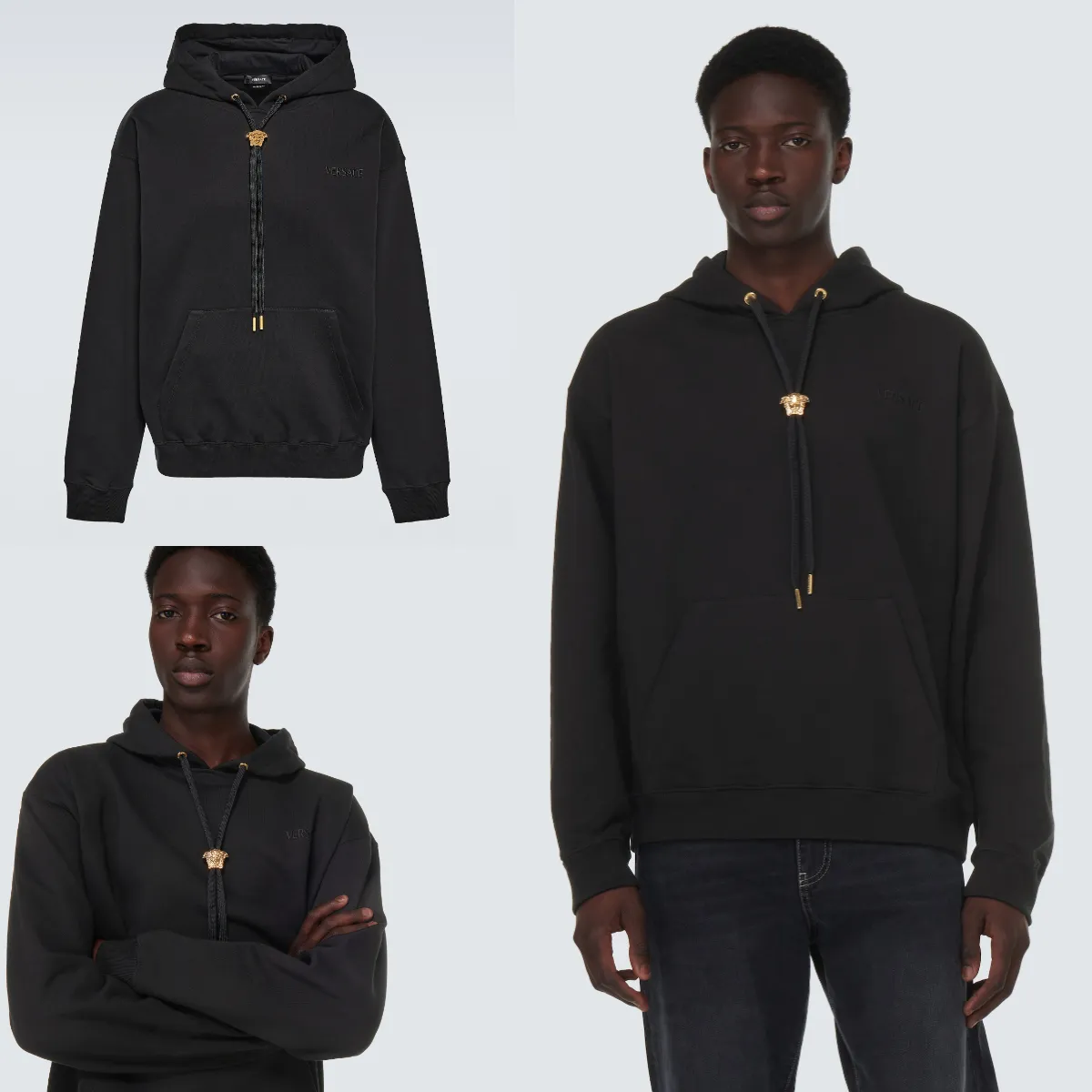 VERSACE  |Pullovers Monogram Blended Fabrics Street Style Long Sleeves