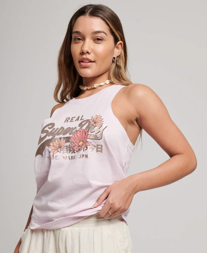 Vintage Logo Narrative T-Shirt | Rose Pink Slub