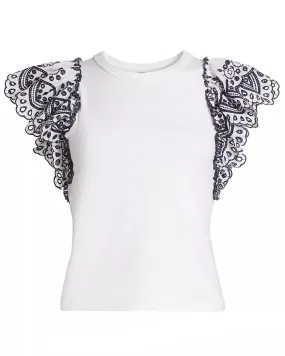 White and Navy Julianka Top