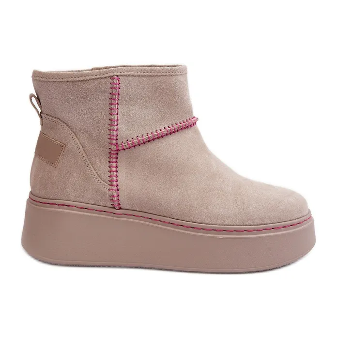 Women's Suede Snow Boots Maciejka 06257-22 Light beige