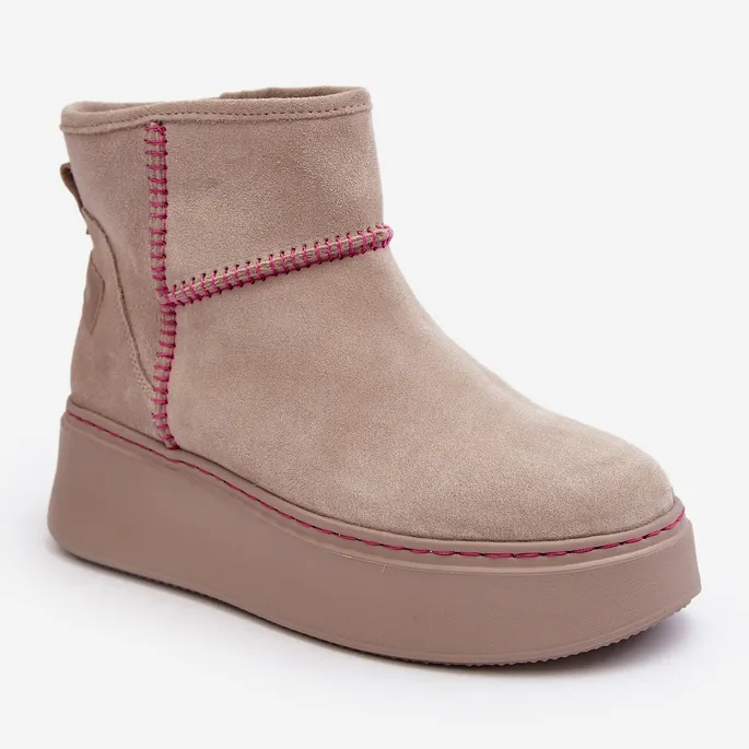 Women's Suede Snow Boots Maciejka 06257-22 Light beige