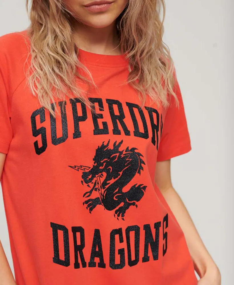 Year of the Dragon Graphic T-Dress | Sunset Red