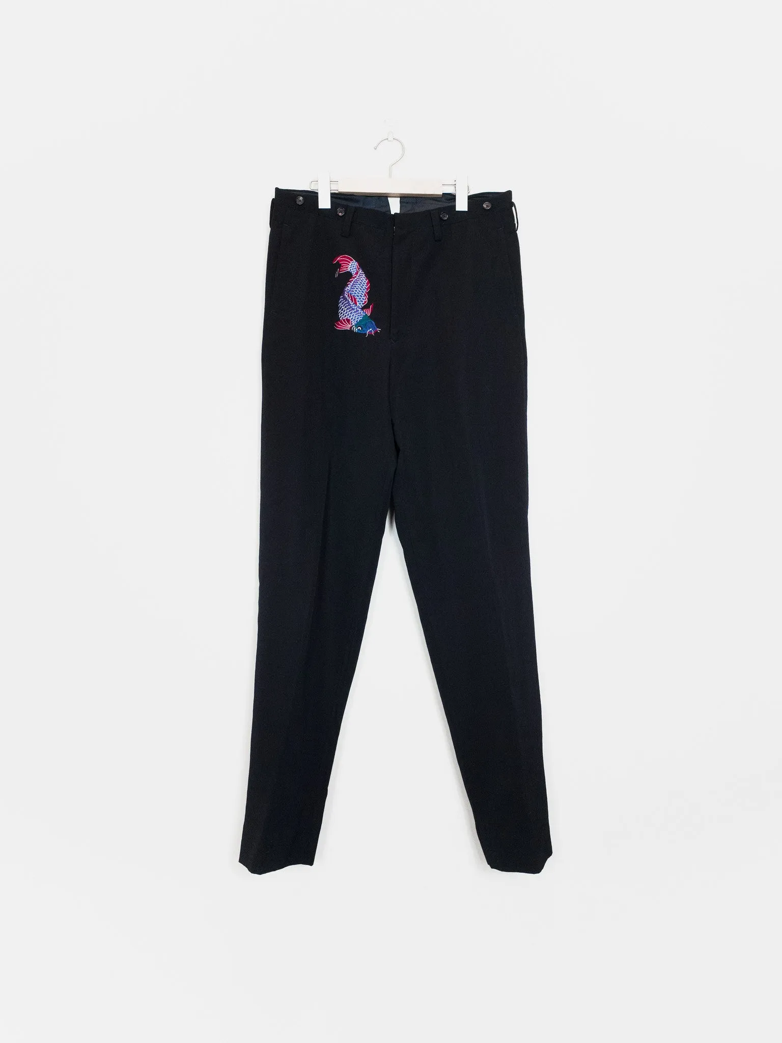 Yohji Yamamoto Pour Homme Fish Embroidery Wool Gabardine Trousers