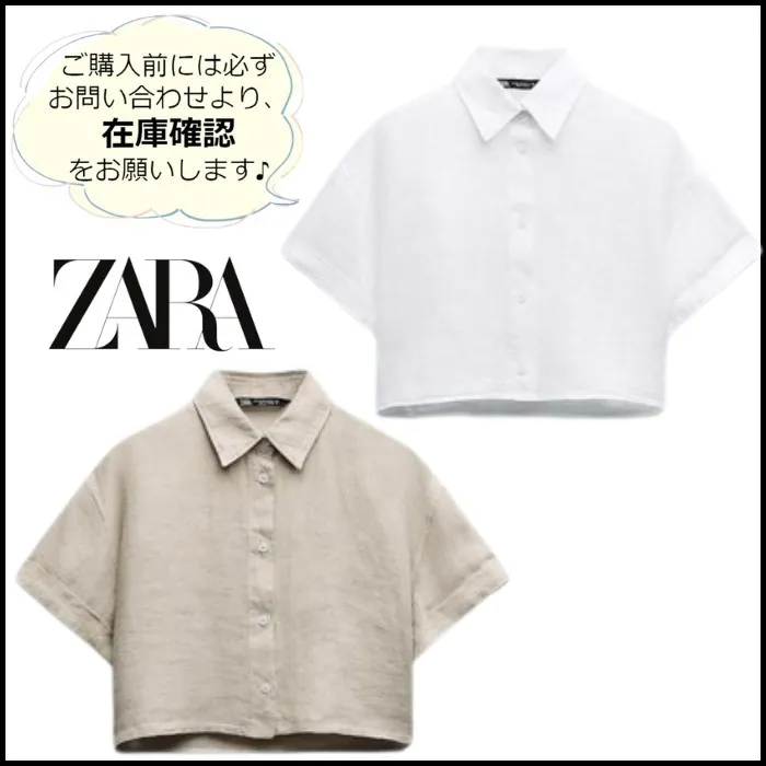 ZARA  |Casual Style Linen Long Sleeves Plain Office Style