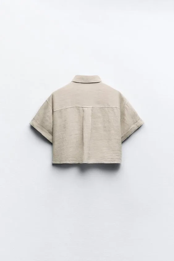 ZARA  |Casual Style Linen Long Sleeves Plain Office Style