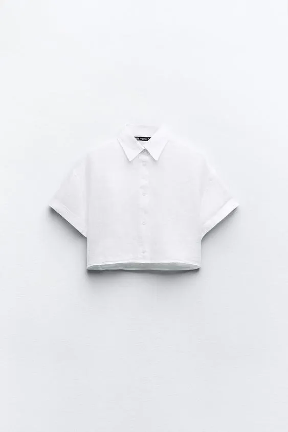 ZARA  |Casual Style Linen Long Sleeves Plain Office Style