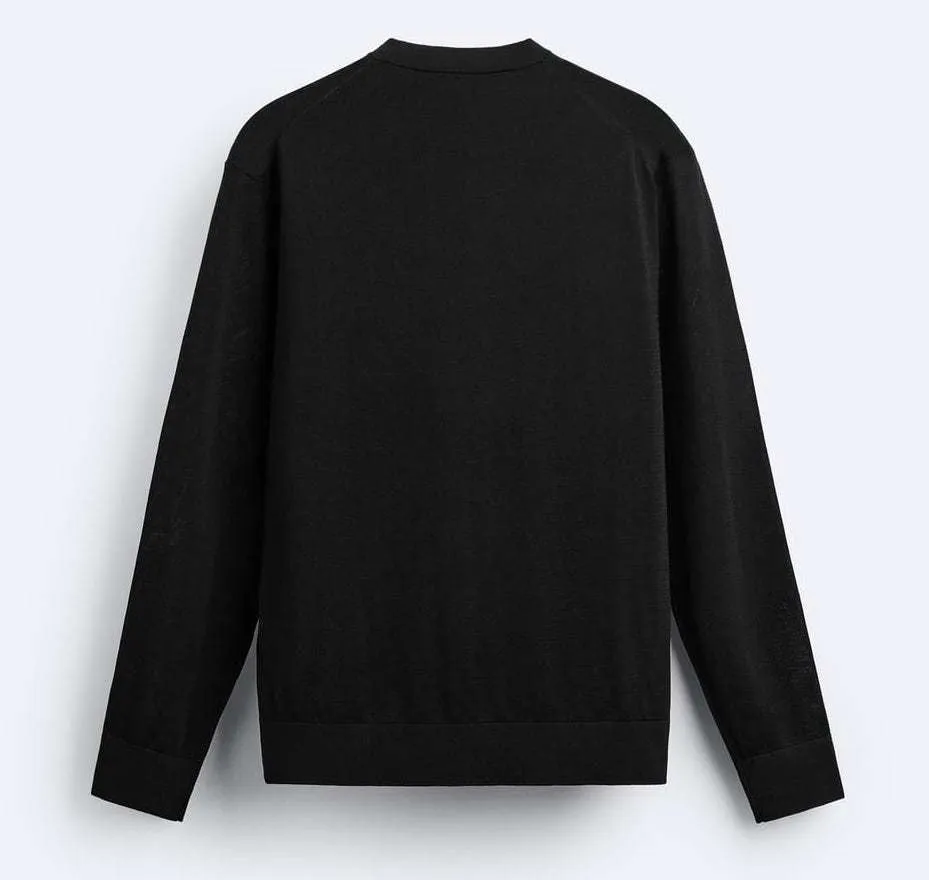 ZARA  |Silk Long Sleeves Plain Cotton Sweaters