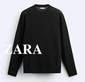 ZARA  |Silk Long Sleeves Plain Cotton Sweaters