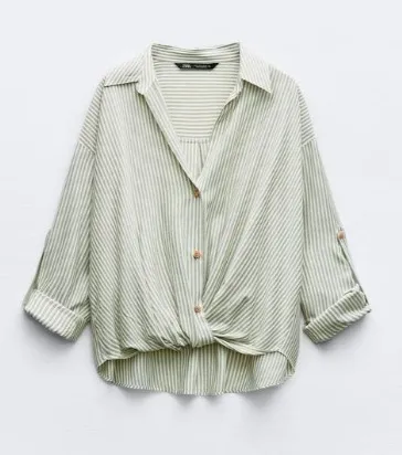 ZARA  |Stripes Casual Style Cropped Long Sleeves Elegant Style