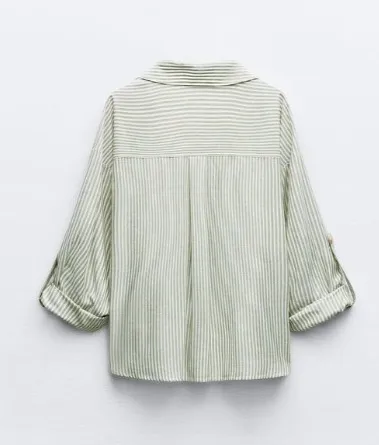 ZARA  |Stripes Casual Style Cropped Long Sleeves Elegant Style