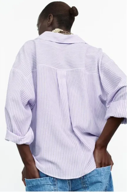 ZARA  |Stripes Casual Style Cropped Long Sleeves Elegant Style