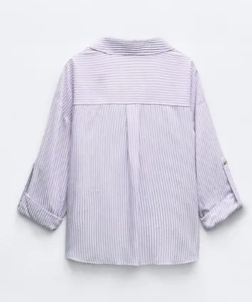 ZARA  |Stripes Casual Style Cropped Long Sleeves Elegant Style